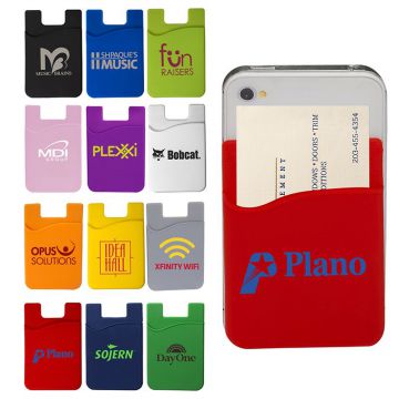 Econo Silicone Cell Phone Wallet Holder - size 2.3750" W x 3.3750" H